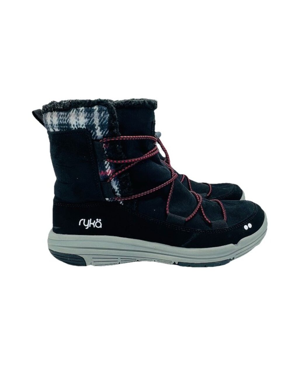 Ryka Shoes Womens Size 8M Black Alyssa Faux Fur Winter Boots Draw String Slip On
